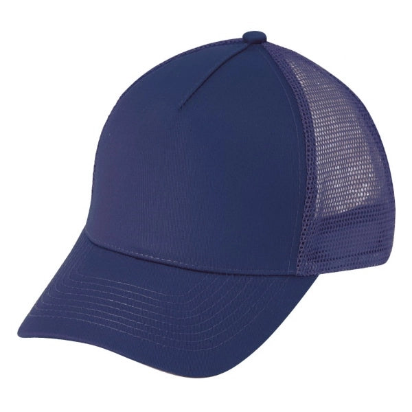 Low Crown Constructed 5-Panel Cotton Twill Mesh Cap, Hook & Loop - Item #C1607 - Royal Blue