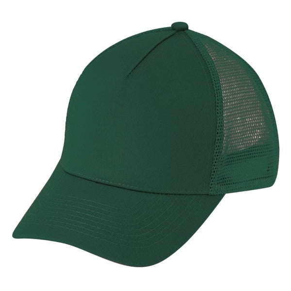 Low Crown Constructed 5-Panel Cotton Twill Mesh Cap, Hook & Loop - Item #C1607 - Green