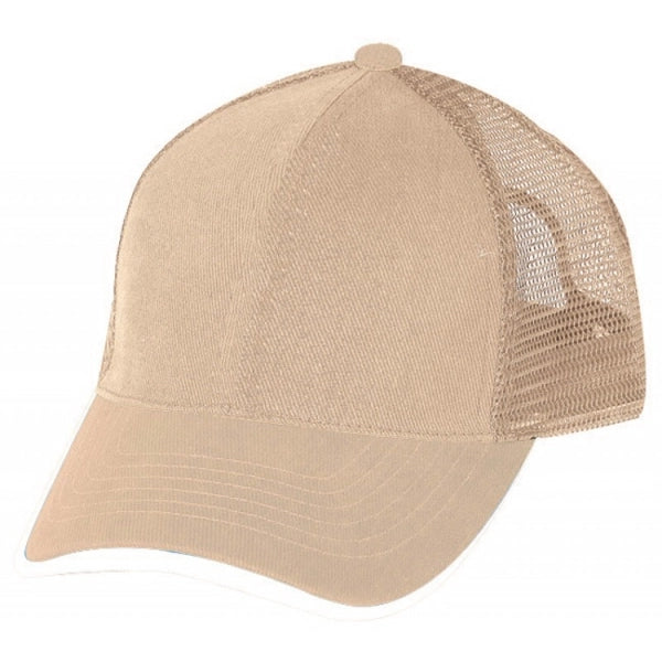 Low Crown Constructed 5-Panel Cotton Twill Mesh Cap, Hook & Loop - Item #C1607 - Khaki