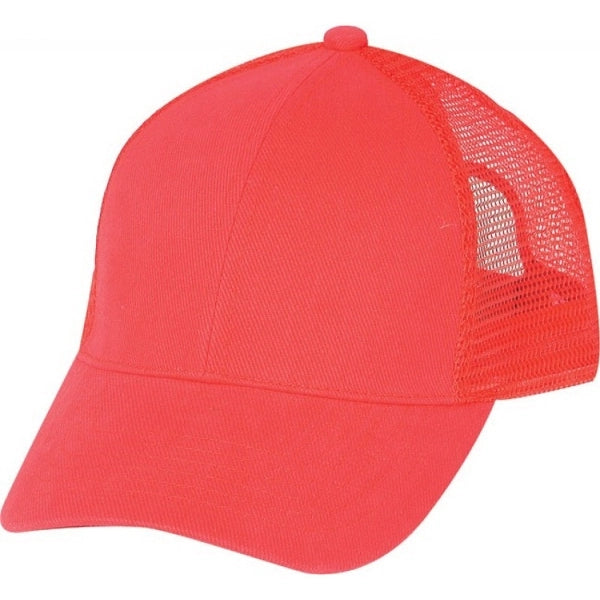 Low Crown Constructed 6-Panel Cotton Twill Mesh Cap - Item #C1602 - Red