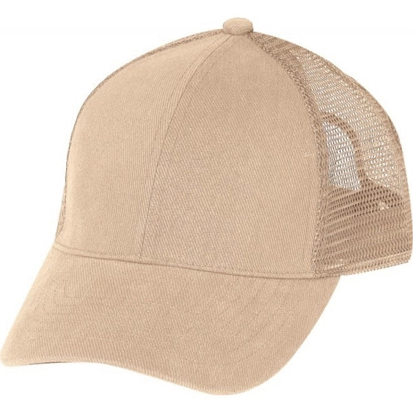 Low Crown Constructed 6-Panel Cotton Twill Mesh Cap - Item #C1602 - Khaki