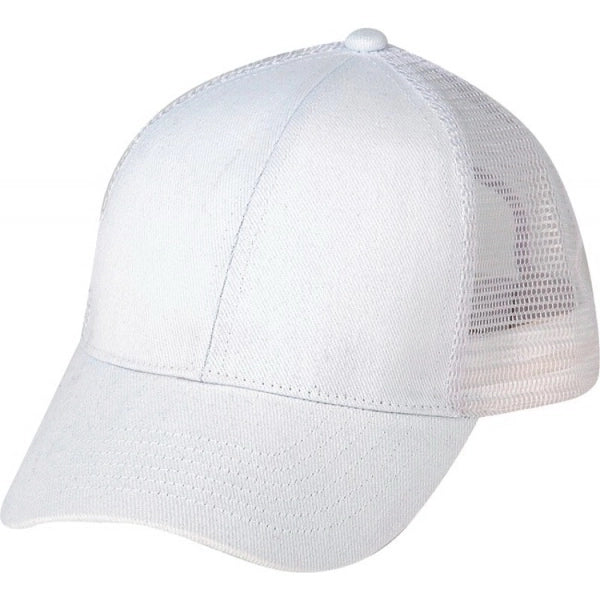 Low Crown Constructed 6-Panel Cotton Twill Mesh Cap - Item #C1602 - White