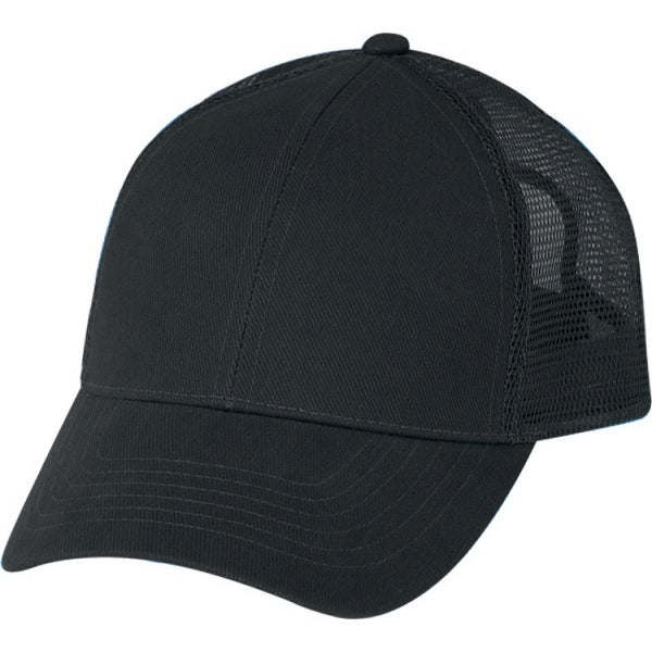 Low Crown Constructed 6-Panel Cotton Twill Mesh Cap - Item #C1602 - Black