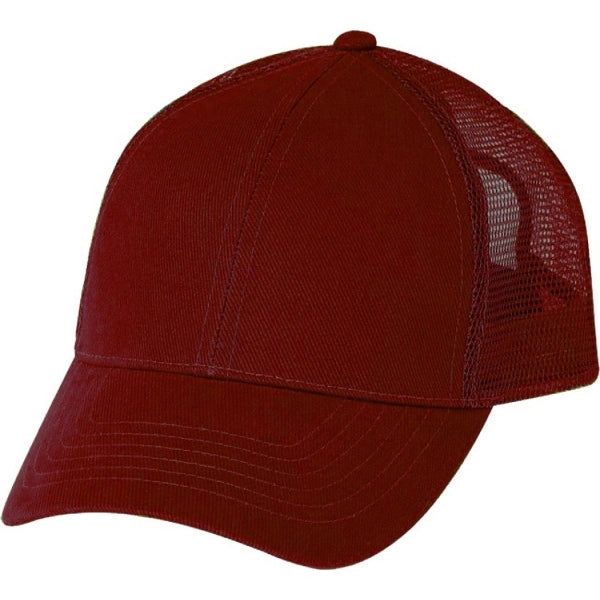 Low Crown Constructed 6-Panel Cotton Twill Mesh Cap - Item #C1602 - Maroon