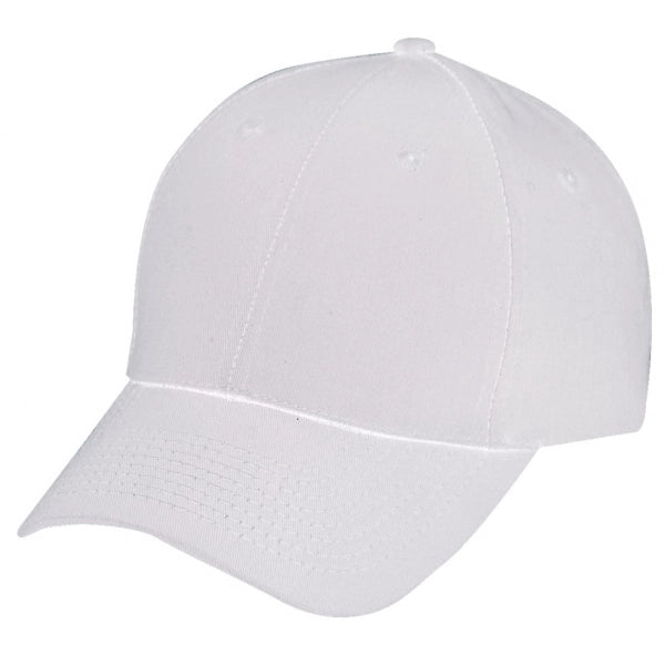 Low Crown Unstructured Light Brushed Cotton Cap, Brass Buckle - Item #C1309 - White