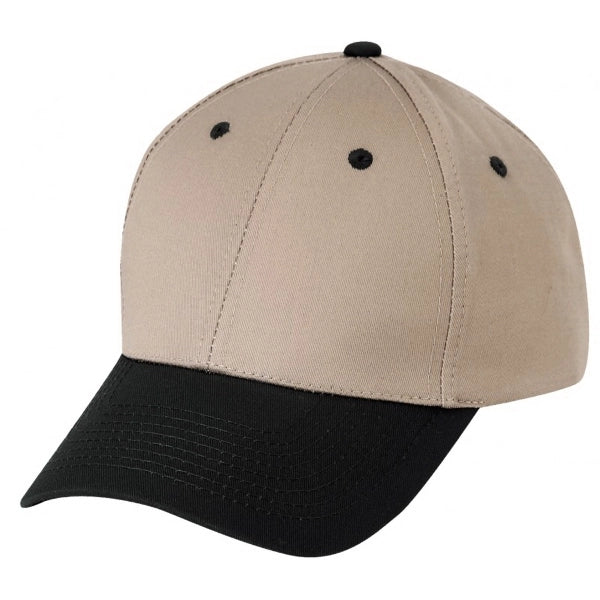 Low Crown Unstructured Light Brushed Cotton Cap, Brass Buckle - Item #C1309 - Black/Khaki