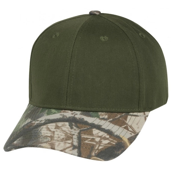 Low Crown Constructed Cotton Twill Cap with Oak Camo Bill - Item #C2421 - Green / Camo