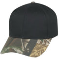 Low Crown Constructed Cotton Twill Cap with Oak Camo Bill - Item #C2421 - Black / Camo