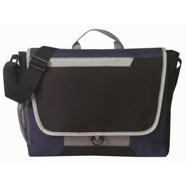 Two-Tone 600D Poly Messenger Bag - Item #15 - Navy-Black