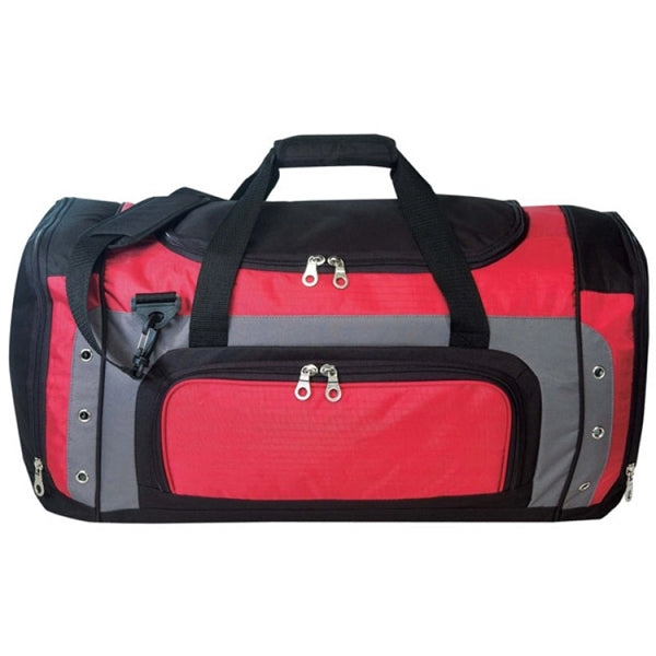 Deluxe Ripstop Poly Duffel with Shoe Storage 23" Tall - Item #5498 - Red-Black