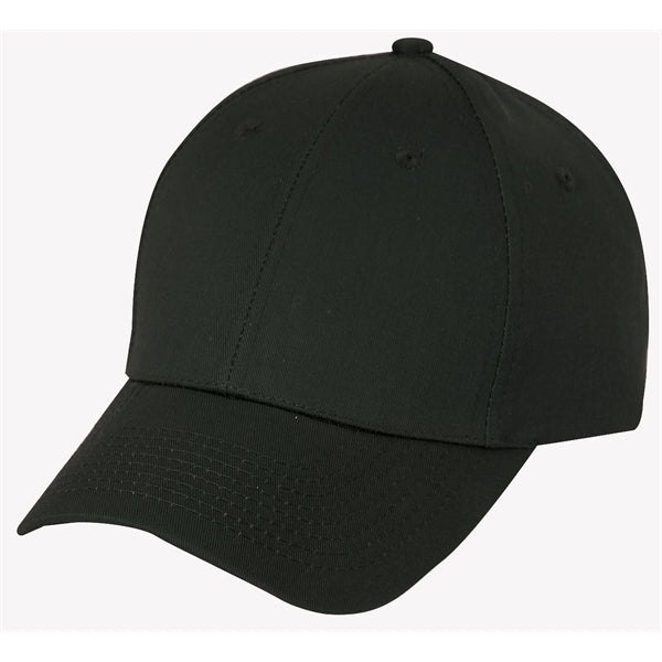 Low Crown Constructed 6-Panel Cotton Twill Cap, Hook & Loop - Item #C1605 - Black