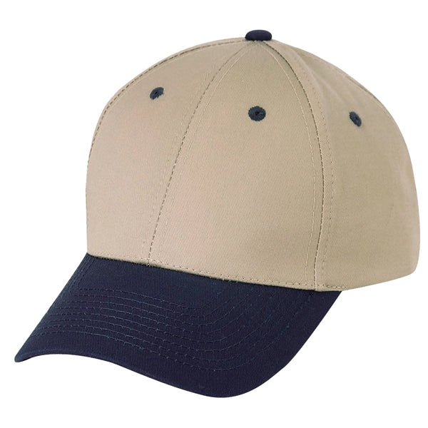 Low Crown Constructed Light Brushed Cotton Cap, Brass Buckle - Item #C1302 - Navy-Khaki