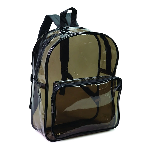 Clear Vinyl TSA School Backpack - Item #1101 - Transparent Black-Black