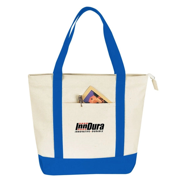 Two-Tone Cotton Canvas Zippered Tote Bag - Item #4777