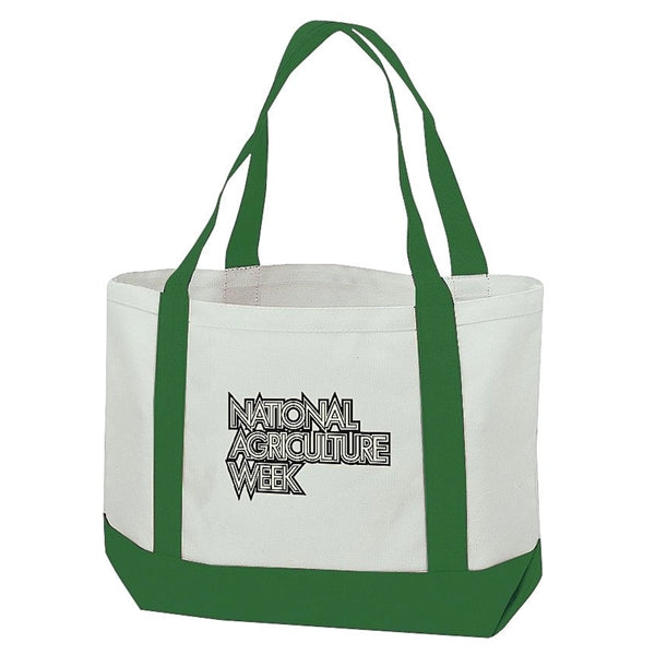 Two-Tone Cotton Canvas Tote Bag 19" - Item #4219 - White-Kelly
