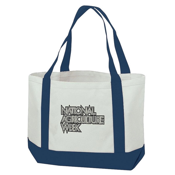Two-Tone Cotton Canvas Tote Bag 19" - Item #4219 - White-Royal