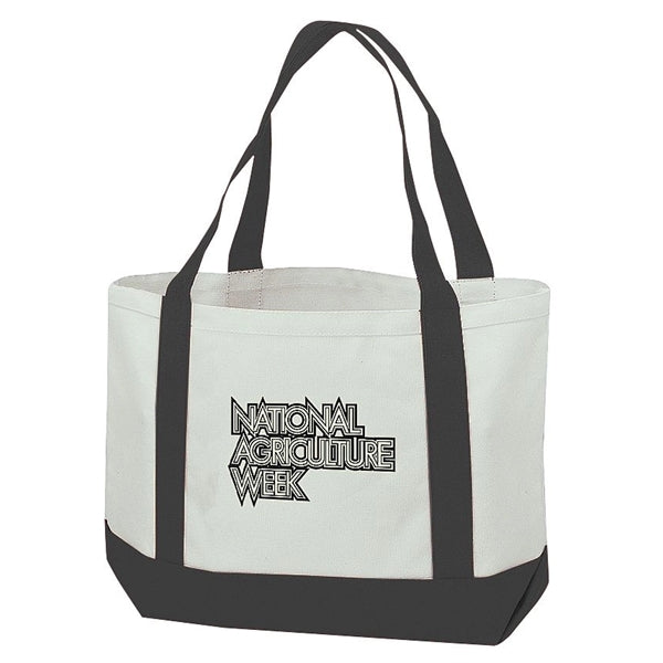 Two-Tone Cotton Canvas Tote Bag 19" - Item #4219 - White-Black