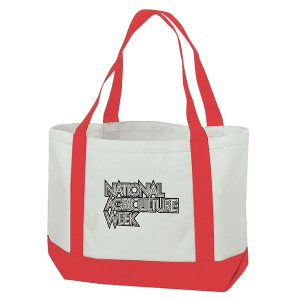 Two-Tone Cotton Canvas Tote Bag 19" - Item #4219 - White-Red