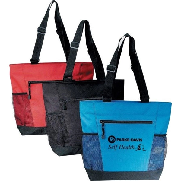 600D Poly Zippered Tote Bag 15" - Item #4316 - Red-Black