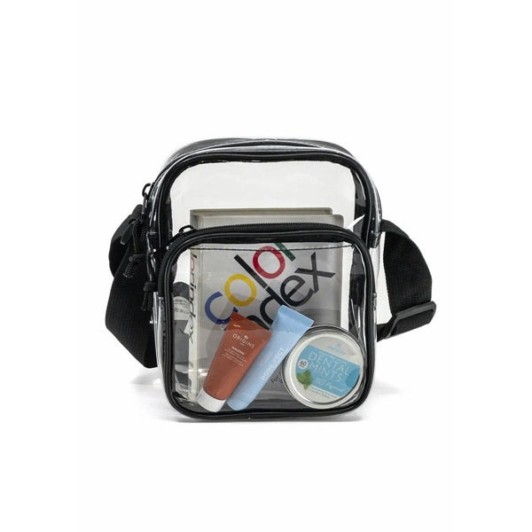 Clear Vinyl 2-Zipper Travel Sling Bag for Security Checks - Item #Q1133