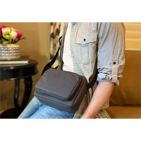 Heathered Poly 3-Zipper Crossbody Travel Sling Bag - Item #Q1139