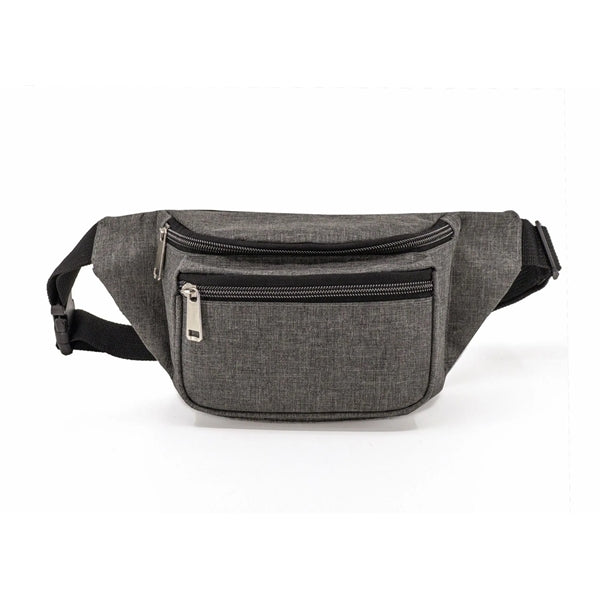 Heathered 3-Zipper Fanny Pack, Fits Up to 49" Waist - Item #Q1155