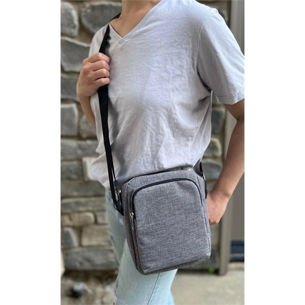 Deluxe Heathered Poly 3-Zipper Crossbody Sling Bag - Item #Q1137