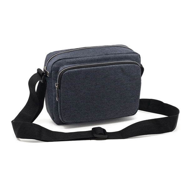 Heathered Poly 3-Zipper Crossbody Travel Sling Bag - Item #Q1139