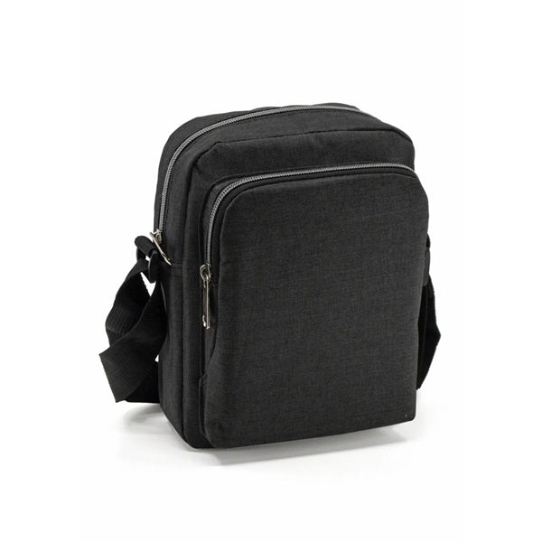 Deluxe Heathered Poly 3-Zipper Crossbody Sling Bag - Item #Q1137