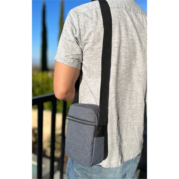 Heathered Poly 2-Zipper Crossbody Sling Bag - Item #Q1135