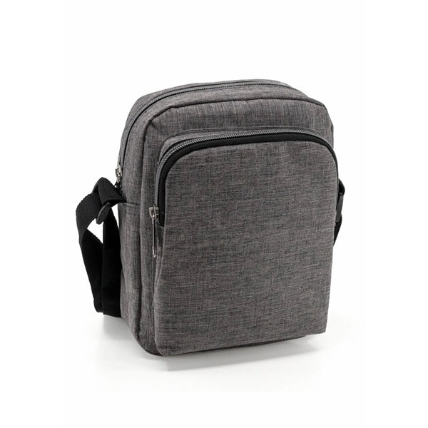 Deluxe Heathered Poly 3-Zipper Crossbody Sling Bag - Item #Q1137 - Grey Heather