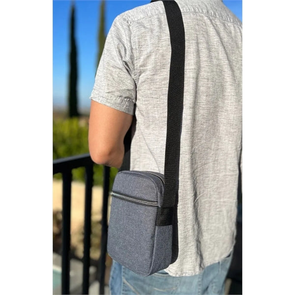 Heathered Poly 2-Zipper Crossbody Sling Bag - Item #Q1135
