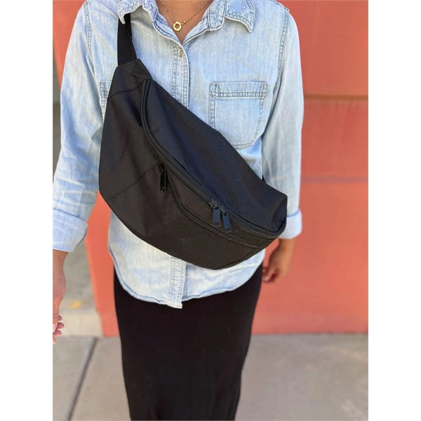 Large Oversized Poly Crossbody Sling Fanny Pack - Item #Q1144 - Black