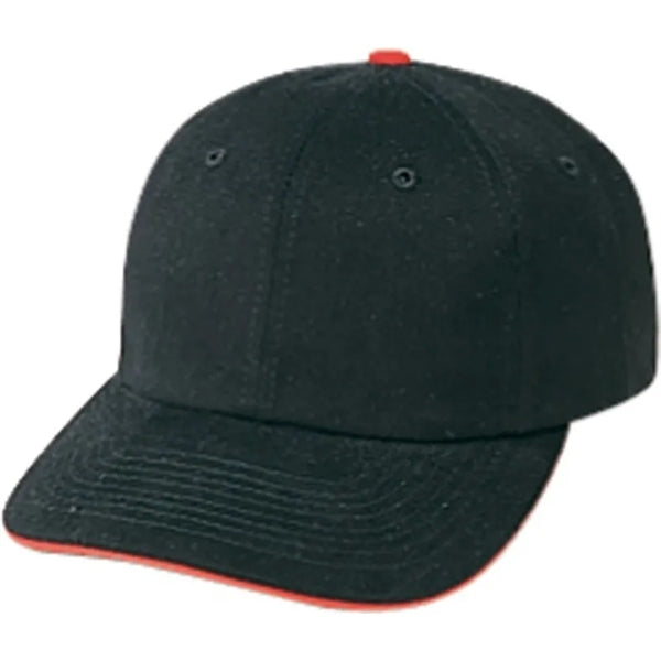 Low Crown Constructed Heavy Brushed Cotton Sandwich Bill Cap - Item #C6003 - Black-Red