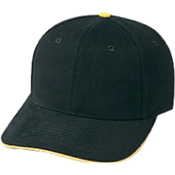 Low Crown Constructed Heavy Brushed Cotton Sandwich Bill Cap - Item #C6003 - Black-Gold