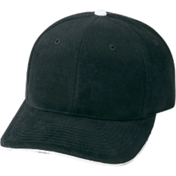 Low Crown Constructed Heavy Brushed Cotton Sandwich Bill Cap - Item #C6003 - Black-White