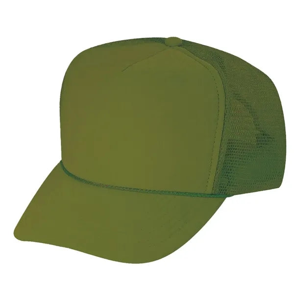Solid Poly Foam Front Mesh Back Trucker Snapback Cap - Item #C2202 - Olive Green