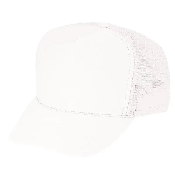 Solid Poly Foam Front Mesh Back Trucker Snapback Cap - Item #C2202 - White