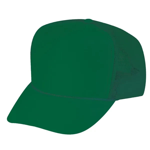 Solid Poly Foam Front Mesh Back Trucker Snapback Cap - Item #C2202 - Dark Green