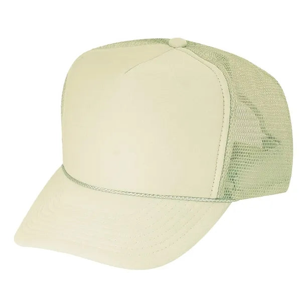 Solid Poly Foam Front Mesh Back Trucker Snapback Cap - Item #C2202 - Beige