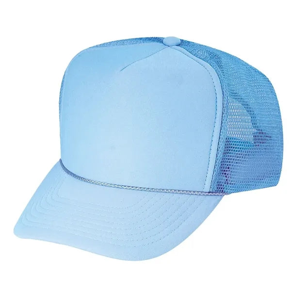 Solid Poly Foam Front Mesh Back Trucker Snapback Cap - Item #C2202 - Col. Blue