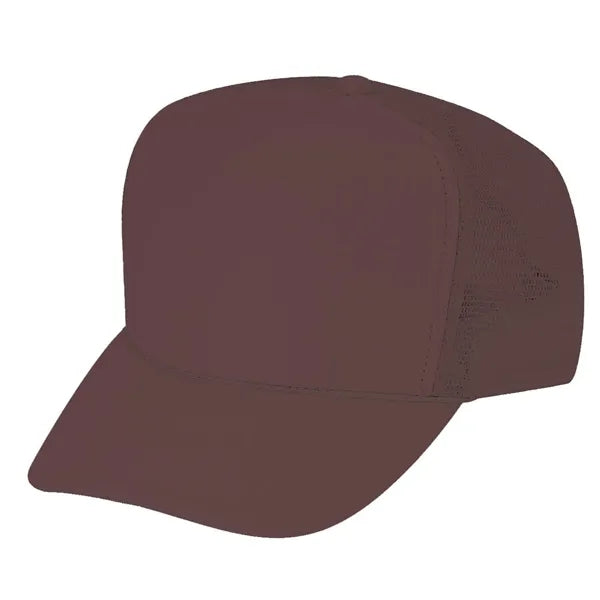Solid Poly Foam Front Mesh Back Trucker Snapback Cap - Item #C2202 - Brown