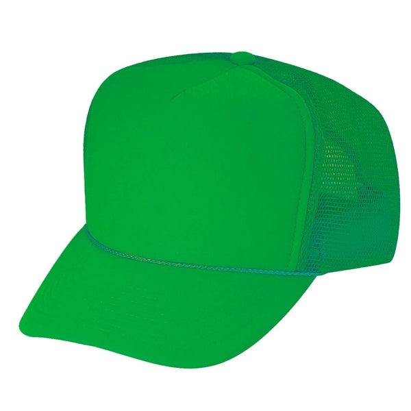 Solid Poly Foam Front Mesh Back Trucker Snapback Cap - Item #C2202 - Kelly Green
