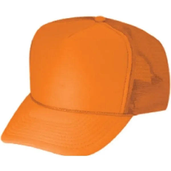 Solid Poly Foam Front Mesh Back Trucker Snapback Cap - Item #C2202 - Orange