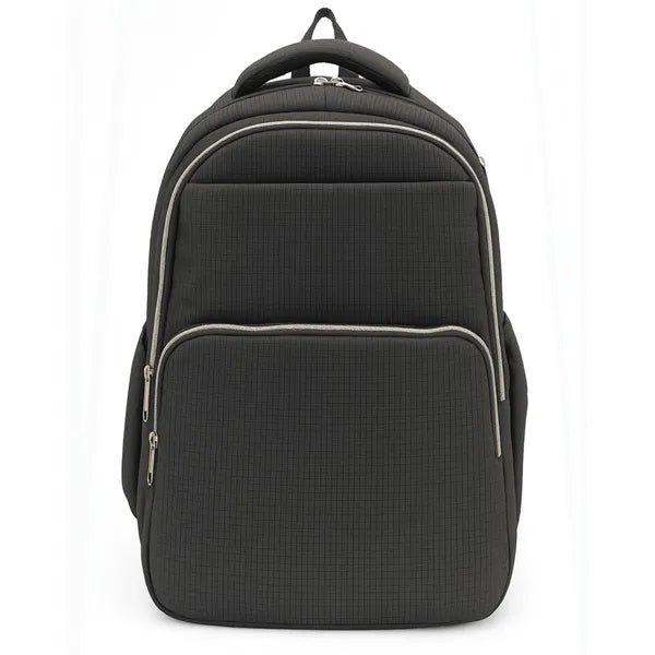 Stylish Jacquard Poly Computer Backpack - Item #Q2266 - Black-Silver Hardware