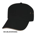 Low Crown Unstructured Washed Polo Cotton Sandwich Bill Cap - Item #C1201 - Khaki-Black
