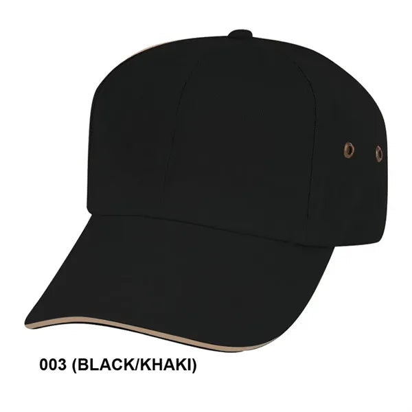 Low Crown Unstructured Washed Polo Cotton Sandwich Bill Cap - Item #C1201 - Khaki-Black