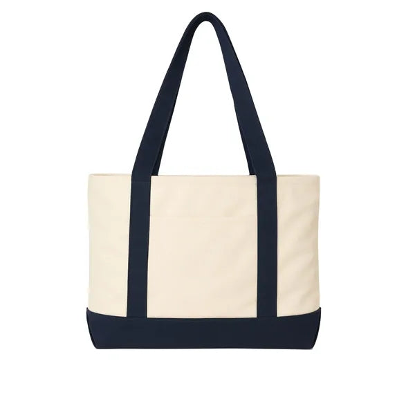 Poly-Cotton Canvas Tote Bag 19" - Item #4449 - Natural-Navy