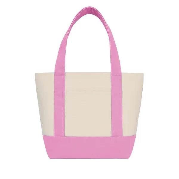 Mini Poly-Cotton Canvas Tote Bag - Item #4448 - Natural-Pink