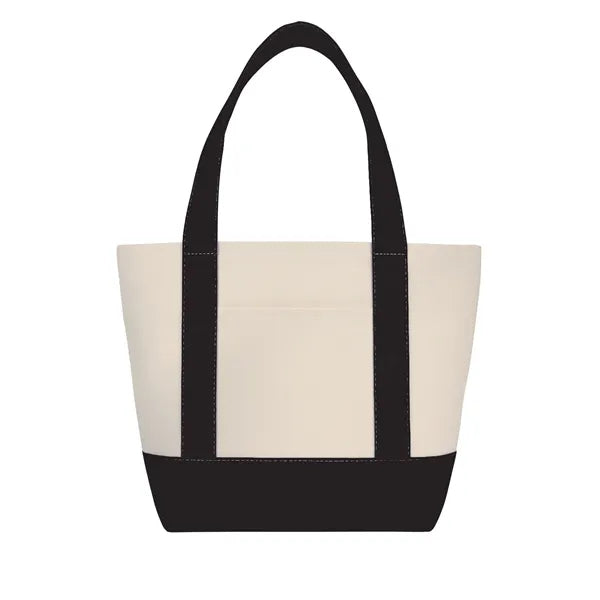 Mini Poly-Cotton Canvas Tote Bag - Item #4448 - Natural-Black